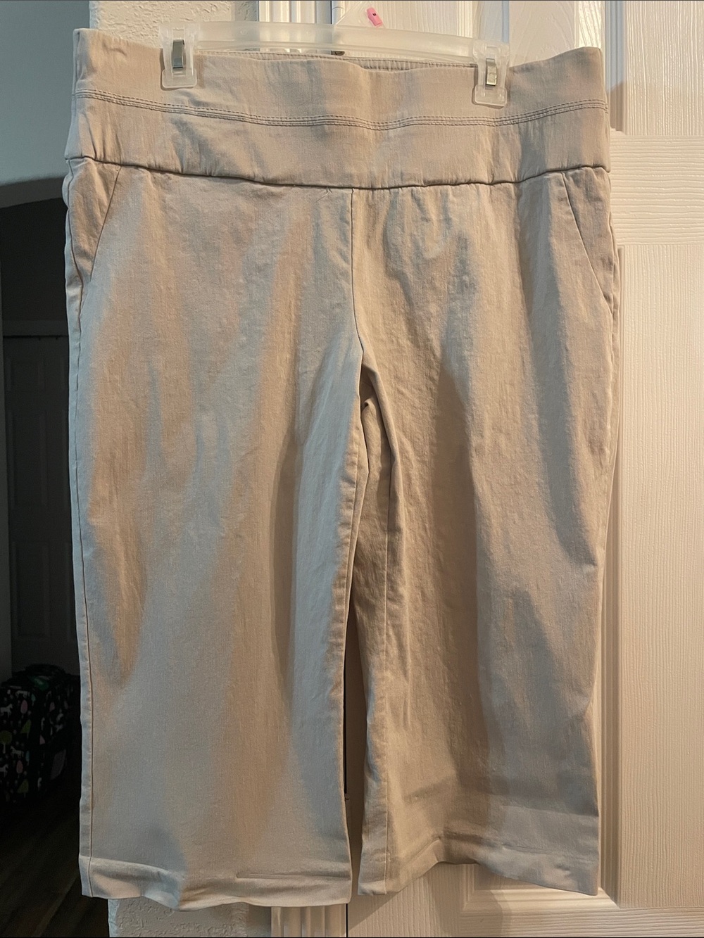 Valerie Stevens pull on pants Beige Tummy Control Straight Leg Stretch 14